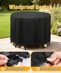 Outdoor Round Bar Height Table And Chair Cover 90 Inch Diameter By 43 Inch High Waterproof No Fuss Patio Furniture Cover displayed in garden