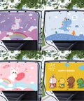 Baby Safe Car Sun Shade With Double Opening Side Window Coverage For A Private Ride Five Layer UV Blocking Mesh with unicorn, dinosaur, rabbit, and friends design. Easy Install 1 Pack.