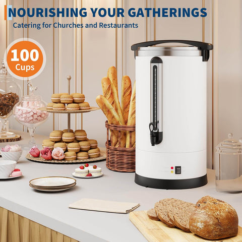 Massive 14L Electric Coffee Urn Double Wall Stainless Steel Commercial Beverage Dispenser 4.8 Gallon Hot Coffee Percolator on counter