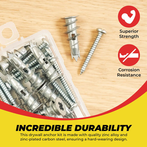 Heavy Duty Zinc Self Drilling Drywall Anchor Kit With Screws Dead Simple Mounting For Hollow Walls Straight Forward Install Zero Sweat Prep Work Smooth Home Fixes 10 Pack