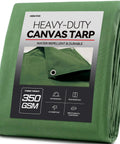 Heavy Duty 5x7 Canvas Tarp In Green 12 Oz Durable Tarpaulin With Rustproof Grommets Weather Resistant Multipurpose Shelter
