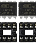 Two Pack ATTINY85 Microcontrollers 20U And 20PU With 8 Pin DIP IC Socket AVR 8 Bit MCU At 20MHz 8KB Flash Durable Socket View