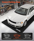 Heavy Duty Containment Mat For Garage Floor 7 Ft 9 In By 18 Ft Non Slip PVC Waterproof Floor Protector with car parked on it