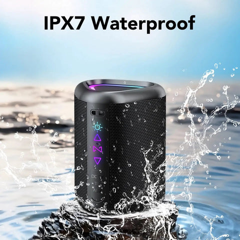 Portable Bluetooth Speaker With Led Light And Outdoor Ready Design Delivers Deep Bass And Beast Mode Power With 24 Hour Playtime IPX7 Waterproof