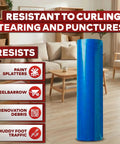 Blue Self Adhesive Floor Protection Film Roll 24 Inch By 200 Foot, 3 Mil Thick For Hardwood Floors Protect Against Paint Splatter And Construction Debris