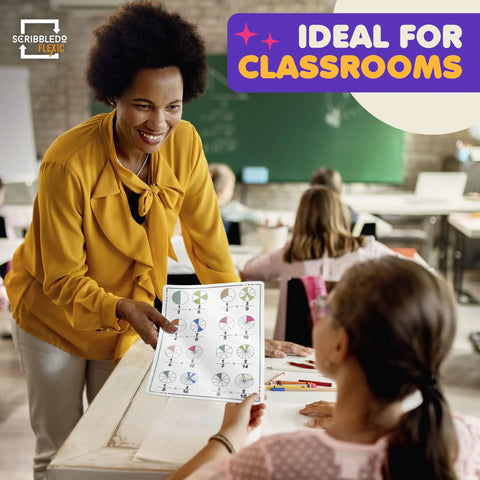 Teacher using Flexible Dry Erase Fraction Sheets 9 by 12 Inch Small Whiteboards Pack of 10 for Classroom and At Home Math Fractions Teaching.