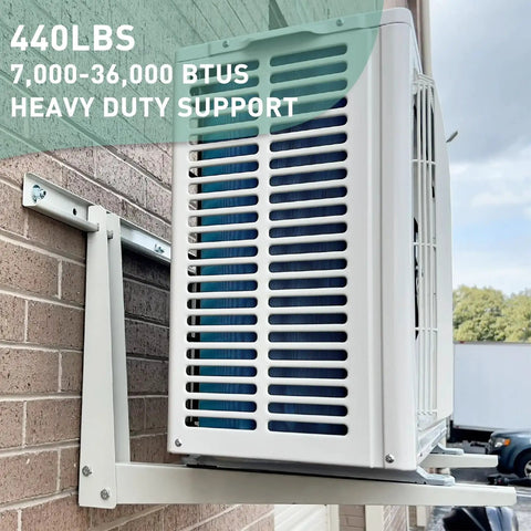 Heavy Duty Mini Split Wall Mounting Bracket For Outdoor Ac Condensers 9K To 36K Btu Support Rack holds 440 lbs on a wall.