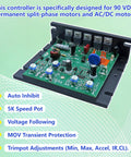 Plug And Play 120V DC Motor Speed Controller For SCR Drives Direct Replacement For KBIC120 Compatible With PM Shunt And Universal Motors Easy Install Drive Chassis Upgrade, black chassis PCB