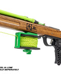 Woody Elite Custom Pro Grade Speargun For Spearfishing And Freediving With Mahogany Barrel Stainless Shaft Open Muzzle Easy Stretch Kevlar Bands Ultra Silent Power And Precision For Ocean Hunts displayed on white background