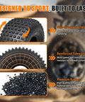 All Terrain Knobby ATV UTV Tires 22x11-8 Tubeless 6 Ply Set of Two showing tread, sidewall, and rubber details