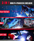 140 Amp MIG Welder Workhorse With Flux Core Gasless MIG MMA Stick Lift TIG 3 In 1 Portable 110V Inverter Synergy IGBT
