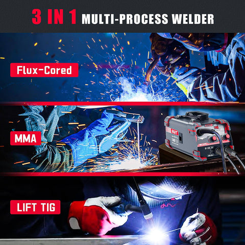 140 Amp MIG Welder Workhorse With Flux Core Gasless MIG MMA Stick Lift TIG 3 In 1 Portable 110V Inverter Synergy IGBT
