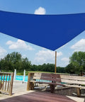 12 Foot Triangle Sun Shade Sail Outdoor Canopy Blue For Backyard Patio Porch Pergola Garden UV Block Breathable 180 GSM Polyester Fabric With Strong Seams And D Rings For Easy Setup