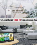 Indoor Outdoor Weather Station With Wireless Remote Thermometer And Barometer 1000 Ft Range Highly Accurate Sensor in living room