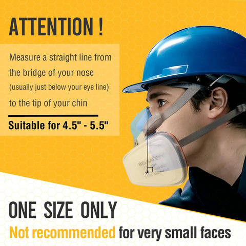 Person wearing Half Face Respirator Mask With A1 Gas Filters And P2 Dust Replacement Filters RD510 Pro Grade Reusable Respirator