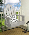 Westport Adirondack Single Seat Porch Swing Harbor Gray for One Person with pillow on porch