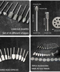 Pro Grade Diamond Burr Set For Rotary Tool Grinding And Engraving, 36 Piece Diamond Mounted Bits With Various Shapes And Sizes