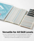 All In One Solderless Breadboard Power Kit With 2 Full Size 830 Tie Point Boards And 2 Half Size 400 Tie Point Boards, Four USB-C Power Modules With 3.3V/5V Switchable Output And LED Indicators For ESP32 Prototyping