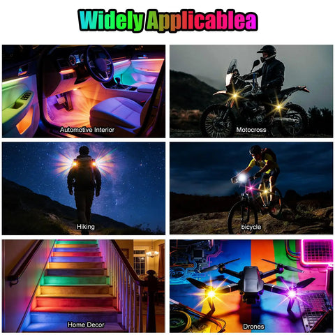 Premium LED Rock Lights With 8 Color Options And 10 Modes For Cars, Motorcycles, Boats, Bikes, Drones And Camping applications