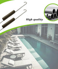 Heavy Duty Eight Inch Locking Tension Spring For Recliners Direct Replacement Part. Two springs shown, black metal, suitable for smooth operation.