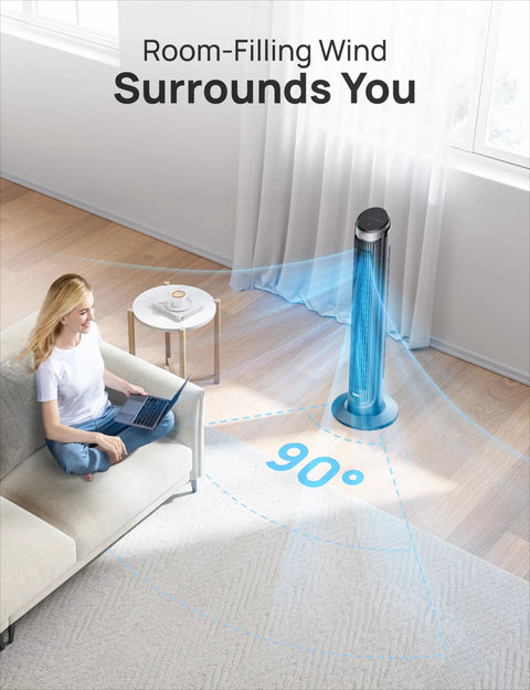 Ultra Stealthy Tower Fan For Bedroom Delivering Crisp Cool Breezes And Dead Silent Operation At Twenty Eight Decibels So You Can Chill Out All Night With Flexible Oscillation Timing