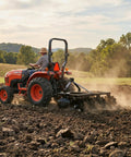 Cat 0 Disc Plow Harrow For Compact Tractors 54 Inch Wide with 8 hardened steel disc blades prepping field soil