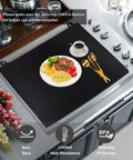 Glass Stove Top Cover That Adds Solid Heat Resistant Protection For Your Large Electric Cooktop with food and utensils