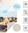 Vintage Farm Tractors U Shaped Toilet Rug Non Slip Absorbent Bath Mat Soft Polyester Fiber Machine Washable Bathroom Mat 24x20 Inches