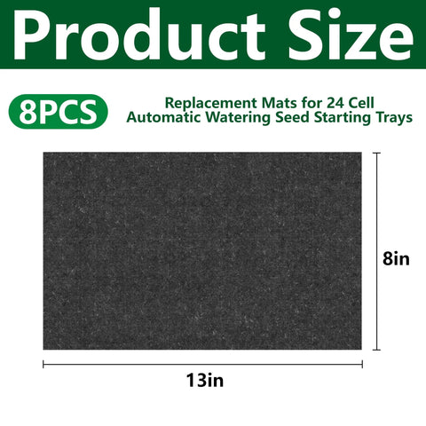 Eight Pack Replacement Capillary Mats For Seed Starting 13 By 8 Inches Self Watering Grow Mat Set For Indoor Gardens And Greenhouses No Hassle Seedling Hydration size guide and dimensions