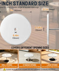 Dead Simple Install Solid 7 Inch Cleanout Cover Plate Bright White Powder Coated Steel Round Access Hole Cover Hides Stubborn Plumbing Drains And Keeps Walls Looking Darn Neat After Renovation Mess. Measurements display functionality.
