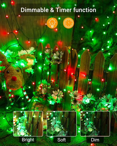 Epic 270 Ft 800 LED Color Changing Christmas Lights With Remote Memory Function on garden fence with flowers