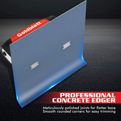 Pro Grade Blue Steel Concrete Edger 6x6 Inch With Soft Grip Handle, showcasing high carbon blade with blued finish.