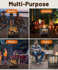 16 Inch Square Steel Grating Fire Pit Black Portable And Durable Perfect For Backyard Camping And Bonfire Hangouts Outdoors
