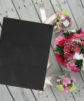 10 Piece Floral Embossed Kraft Paper Sheets With Polka Dot Texture For Bouquet Wrapping and colorful bouquets on wooden floor.