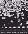 Loose CZ Diamond Stones Kit 2400 Clear Cubic Zirconia Rhinestones In 8 Sizes From 0.8mm To 2.5mm Glass Pointed-Back Faceted Cabochons