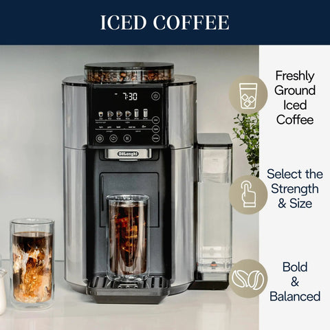 True Brew Drip Coffee Maker With Built In Grinder And Single Serve Function Brew 8 Oz To 24 Oz Hot Or Iced Coffee Stainless Steel CAM51025MB For Everyday Home Use on countertop.
