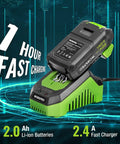 20V Cordless Power Drill Driver Kit with Two Ah Lithium Battery on One Hour Fast Charger