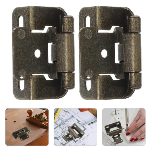 Self Closing Cabinet Hinges 2 Pack, 1/2 Inch Overlay, Semi Concealed Design with rugged steel spring in brushed bronze finish