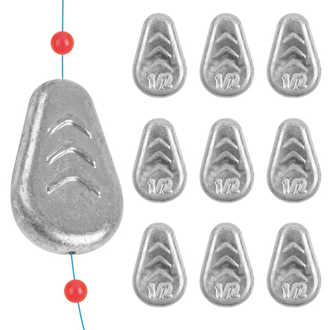 No Roll Sinker Weights For Catfish And Saltwater Fishing Flat Inline Sinkers With No Snag Slip Design shown in 1/2 oz size