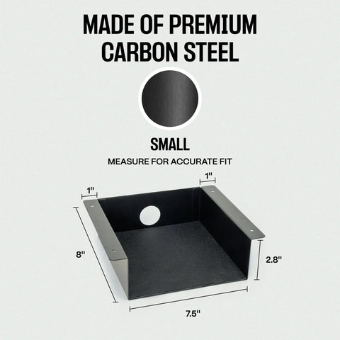Under Desk Storage Shelf Mountable Add On For Tables And Office Desks Carbon Steel With Cable Management Tray Matte Black Finish Space Saver Durable Plastic Free 7.5 By 8 By 2.8 Inch, premium carbon steel, small size measurement diagram