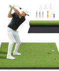 Golfer using Big League Golf Hitting Mat 5x4ft Or 6x4ft For Indoor Or Outdoor Practice Thick 26mm High Elasticity Artificial Turf Mat