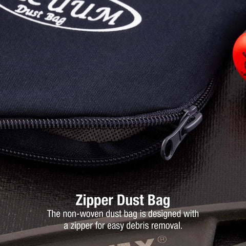 Close-up of Dual Function Power Vacuum And Blower's zippered nonwoven dust bag for easy debris removal