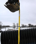 1 Inch by 4 Foot Flat Loop Eye to Eye Lifting Sling with Protective Sleeve in Yellow Polyester lifting heavy pipe outdoors