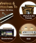 Battery Operated Picture Light With Remote, Dimmable Wireless Wall Art Light For Pictures Paintings And Decor used on frames, shelves, and walls