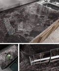 Dark Marble Peel And Stick Wallpaper For Countertops And Cabinets, Waterproof Vinyl Wrap, Oil Resistant, Roll On Countertop