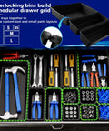 Drawer with Sixteen Piece Extra Small Parts Organizer Trays For Nuts Bolts Screws Washers and Electrical Connectors