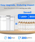 Compact Electric Water Filter Pitcher With A 200-Gallon Rechargeable Dispenser, NSF Certified, next to plastic water bottles