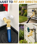 Brass Swivel Hose Connector With 180 And 360 Degree Adjustable Rotation, Three Quarter Inch GHT Female To Male Garden Hose Adapter, Anti Kink Elbow Fitting For Outdoor Faucets, RV Hoses, Sprinklers, And Irrigation Systems on wall faucet