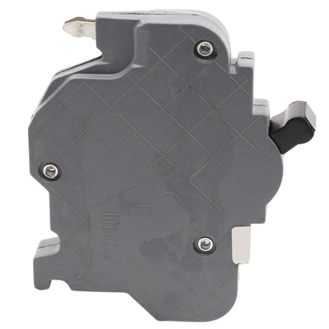 Heavy Duty One Pole 30 Amp Circuit Breaker For Federal Pacific Stab Lok Panels Plug And Play Thin Series Build Straight Up Quick Swap Rock Solid Overload Protection Gray Finish side view showing thermal magnetic fuse and NC slot design.