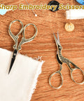 Stainless Steel Embroidery Scissors Set 2 Pcs 3.6 Inch Gold Tone Small Shears For Sewing Crafting Needlework Thread Cutting